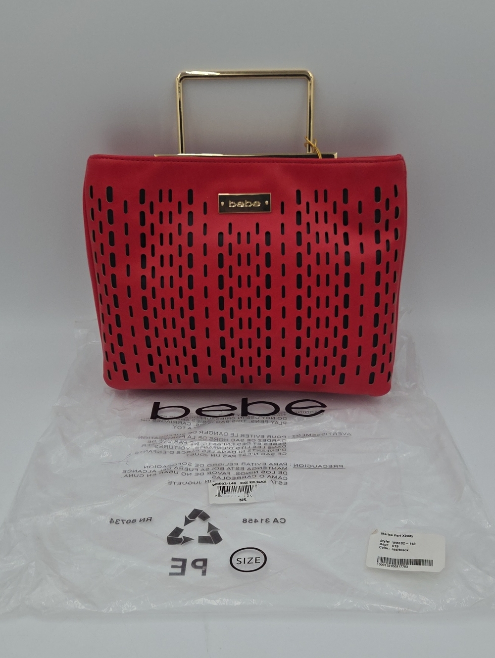 Bebe Red/Black Handle Bag